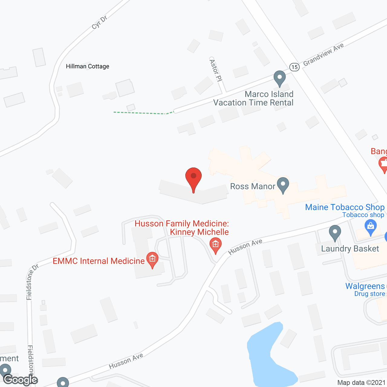 Map of the neighborhood around Ross Manor
