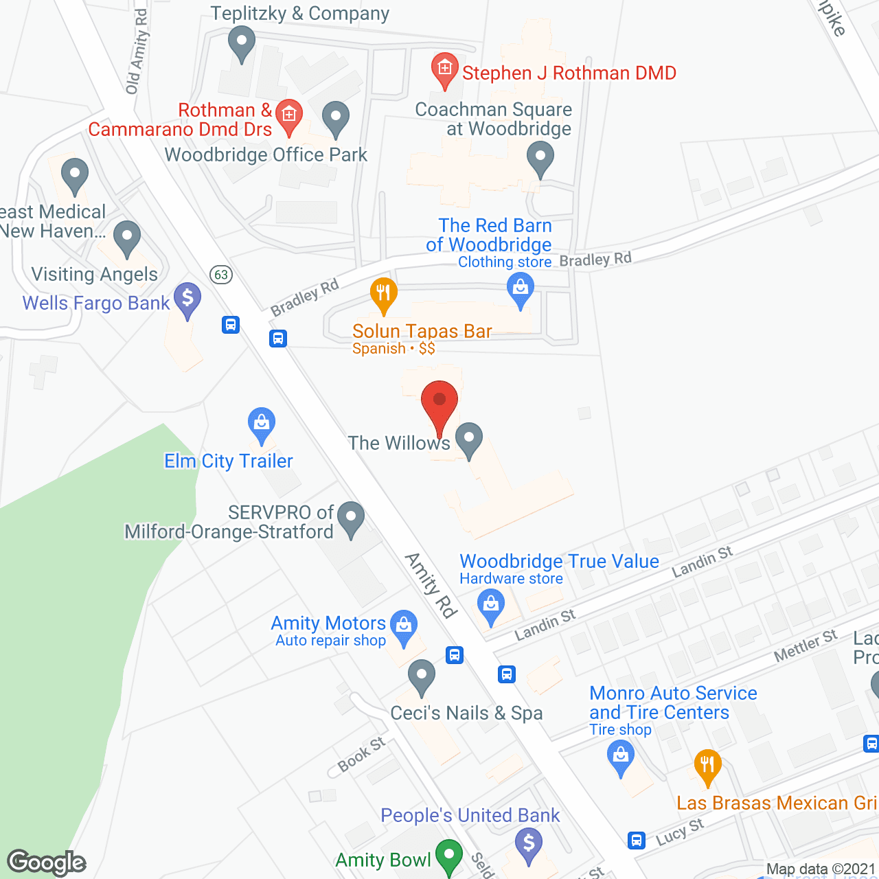Map of the neighborhood around Willows Care and Rehabilitation