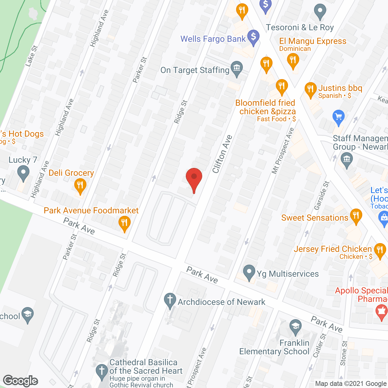 Map of the neighborhood around Branch Brook Park Manor