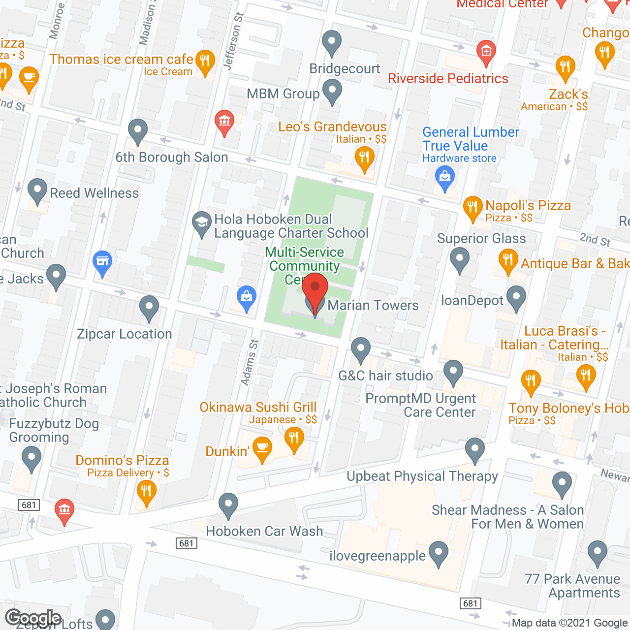 Map of the neighborhood around Marion Towers