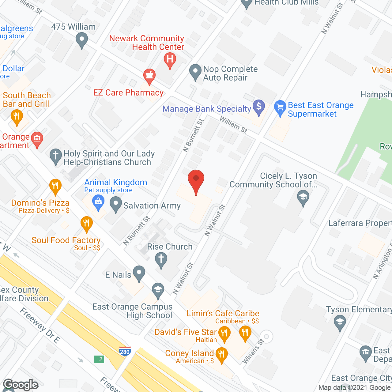 Map of the neighborhood around Bishop Taylor Manor