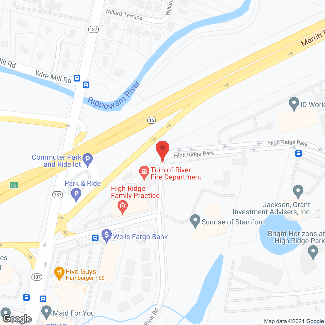 Map of the neighborhood around Benchmark at Stamford