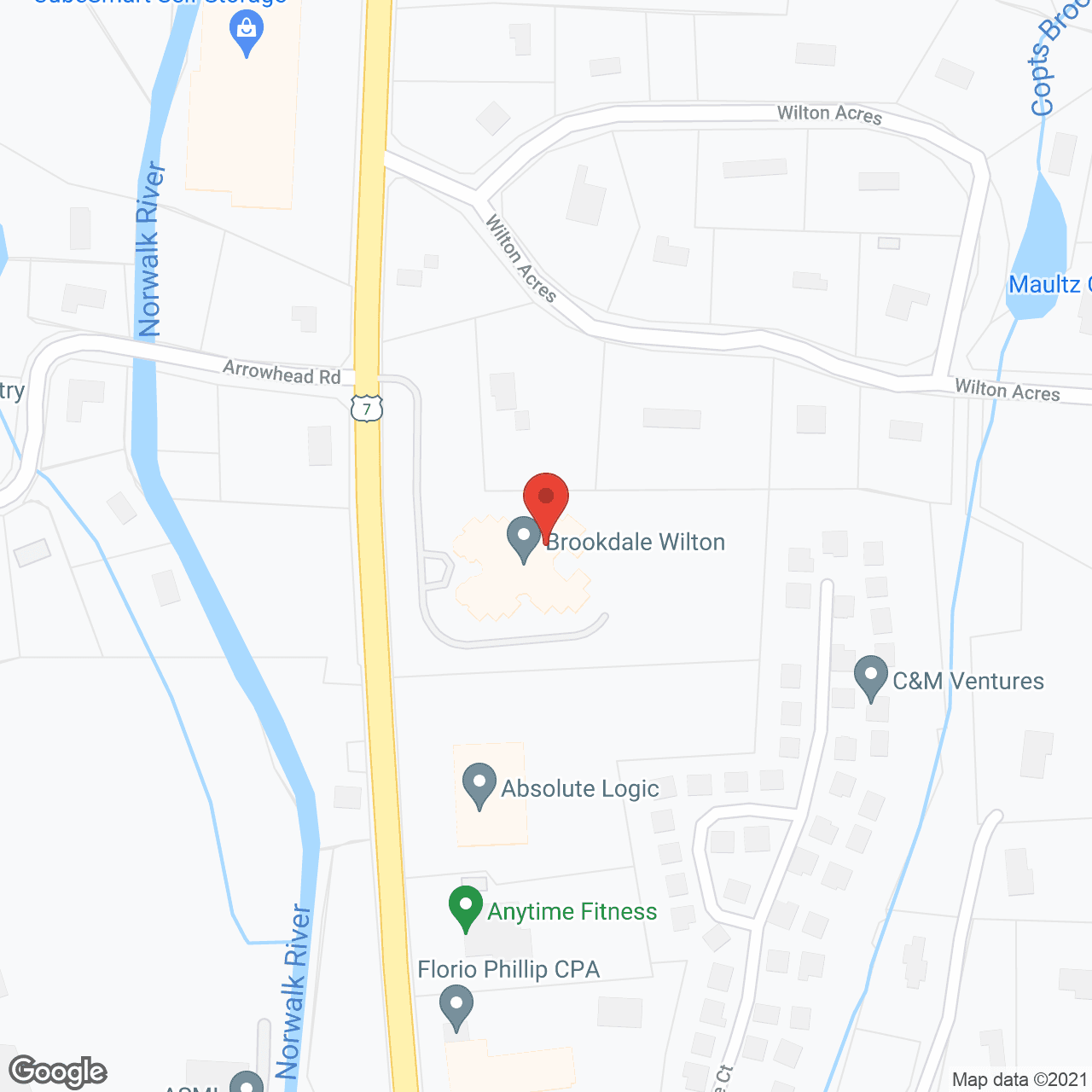 Map of the neighborhood around Brookdale Wilton