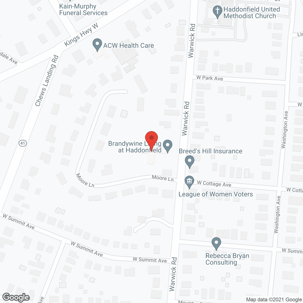 Map of the neighborhood around Brandywine Senior Living at Haddonfield
