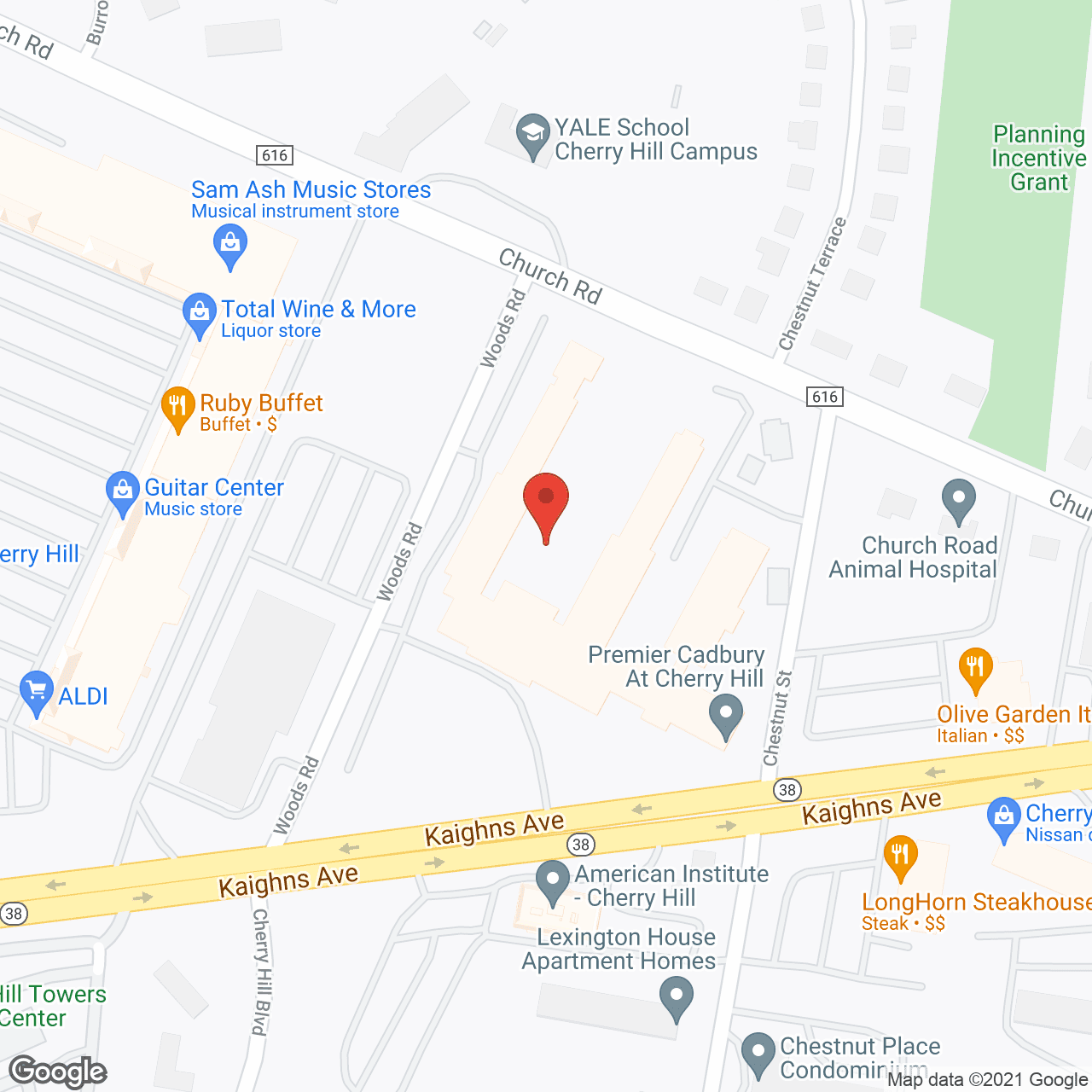 Map of the neighborhood around Premier Cadbury