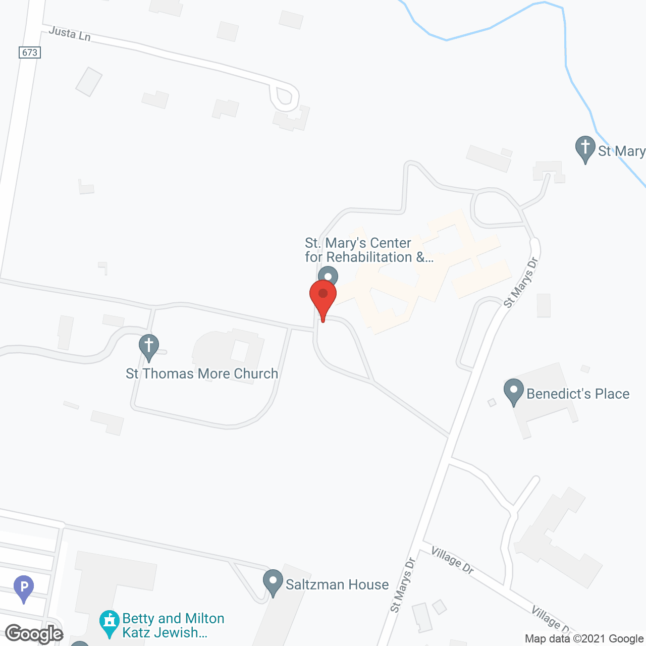 Map of the neighborhood around St. Mary's Villa