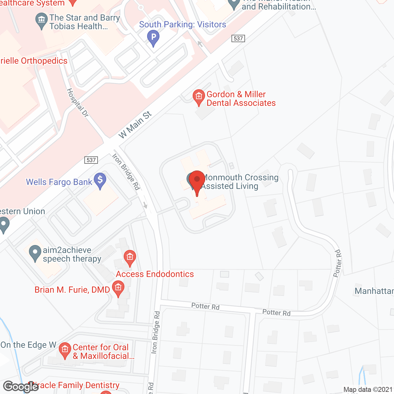 Map of the neighborhood around Monmouth Crossing Assisted Living