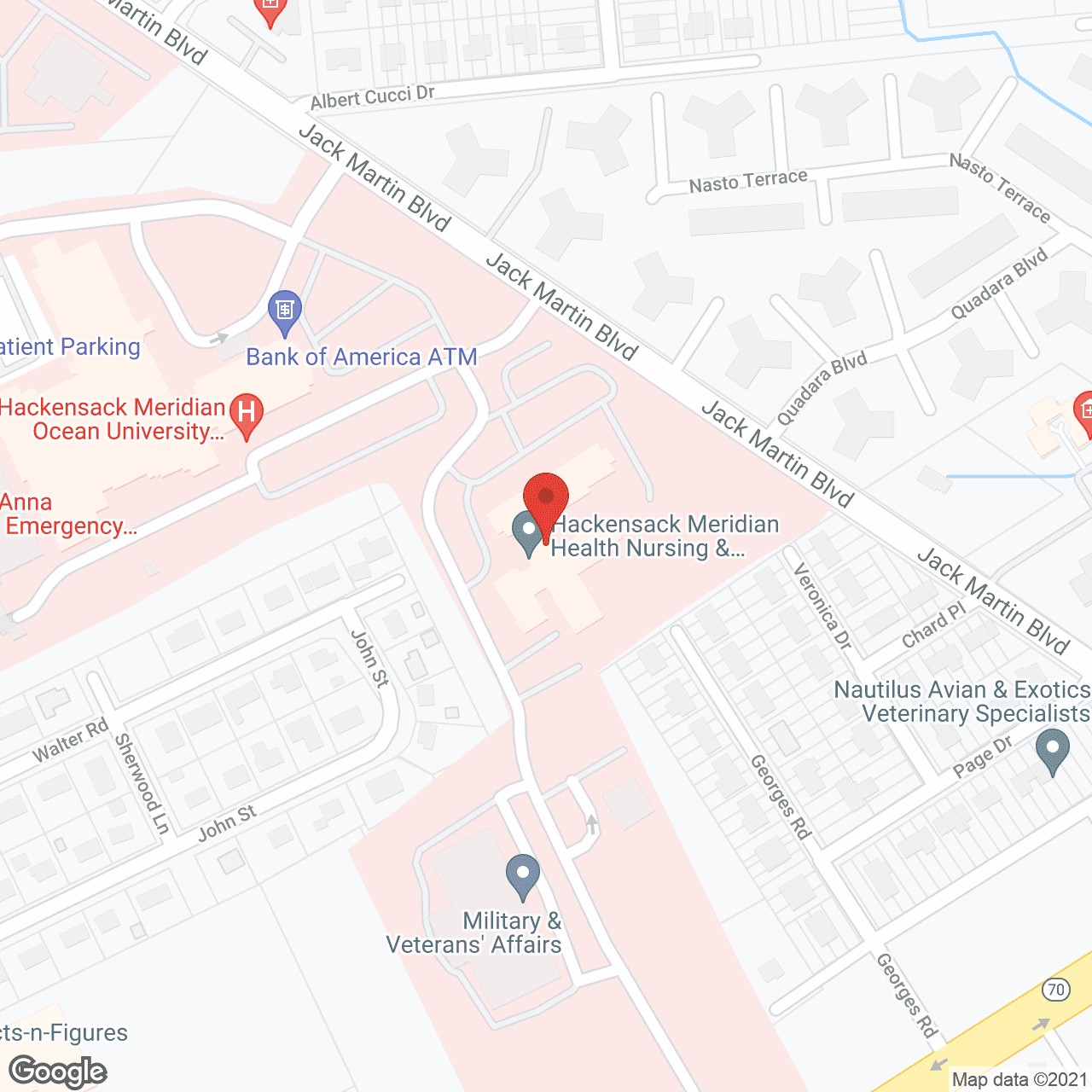Map of the neighborhood around Meridian Nursing & Rehab-Brick