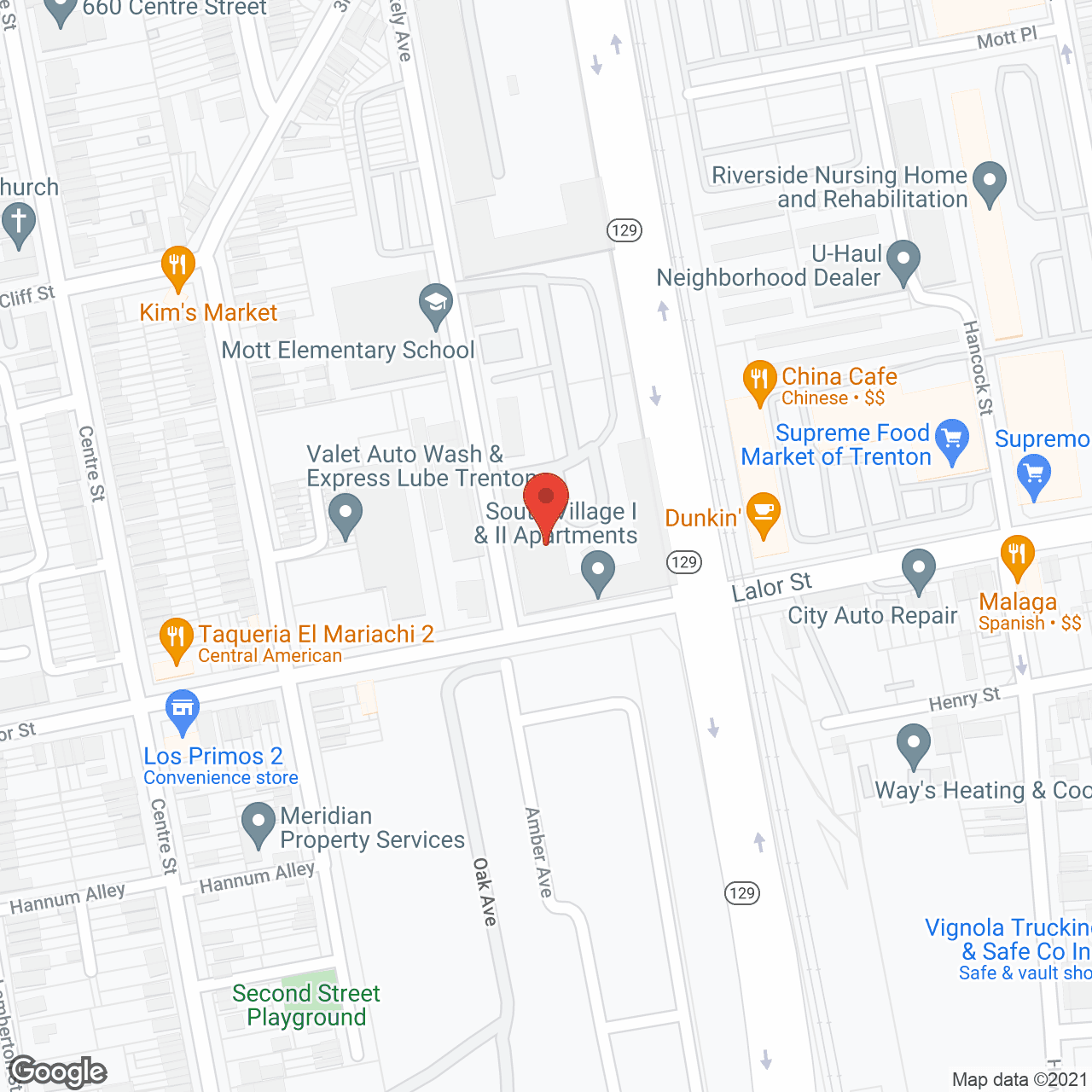 Map of the neighborhood around South Village 1 and 2