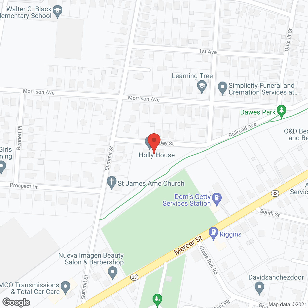 Map of the neighborhood around Holly House