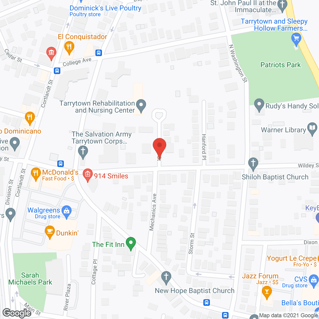Map of the neighborhood around Tarrytown Hall Care Ctr