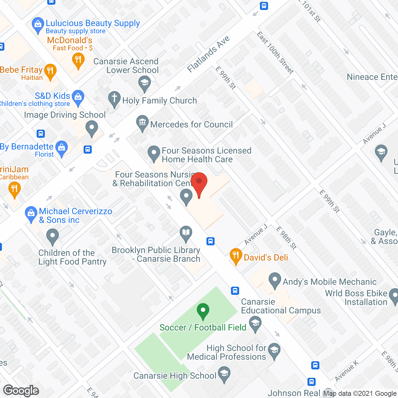 Map of the neighborhood around Four Seasons Nursing and Rehab Center