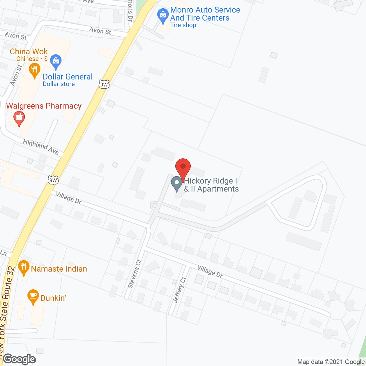 Map of the neighborhood around Hickory Ridge II