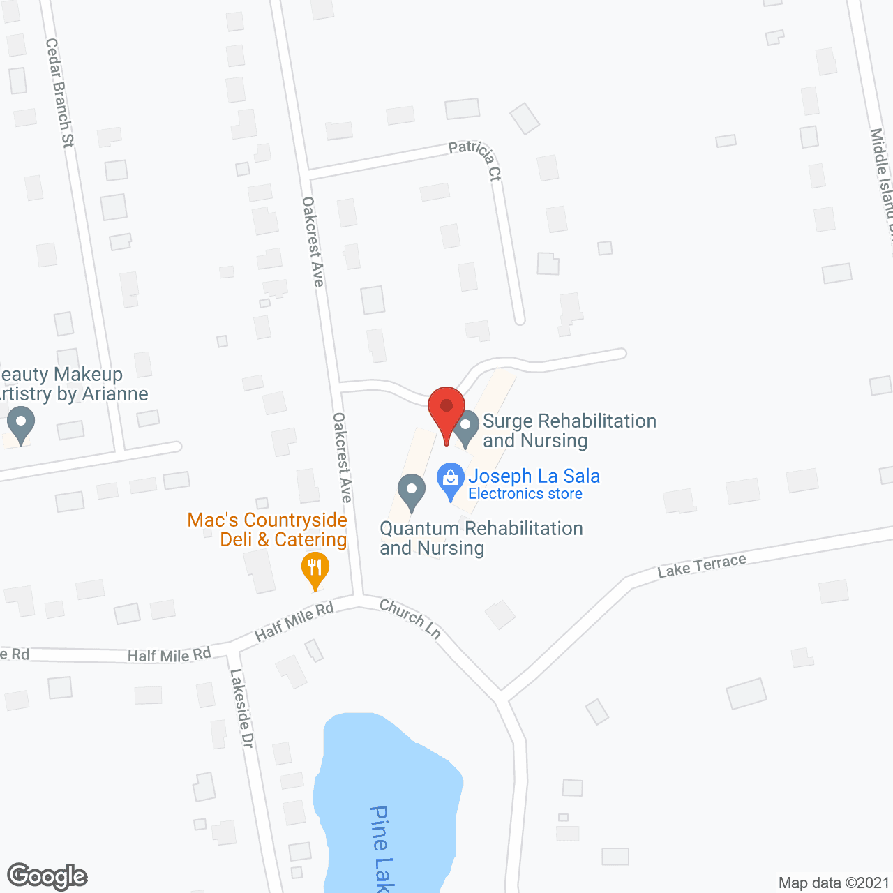 Map of the neighborhood around Oak Hollow Nursing Ctr
