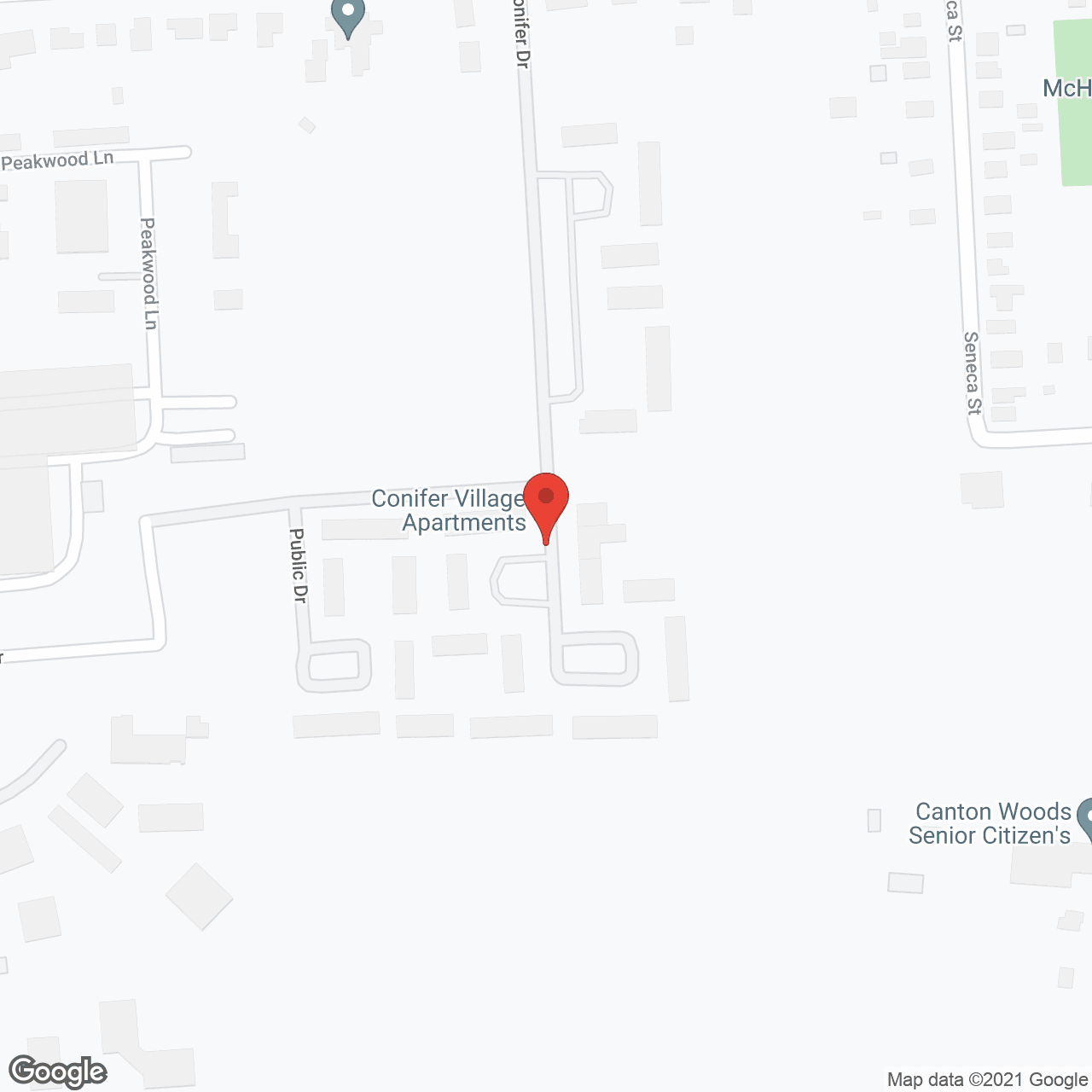 Map of the neighborhood around Conifer Village Apartments
