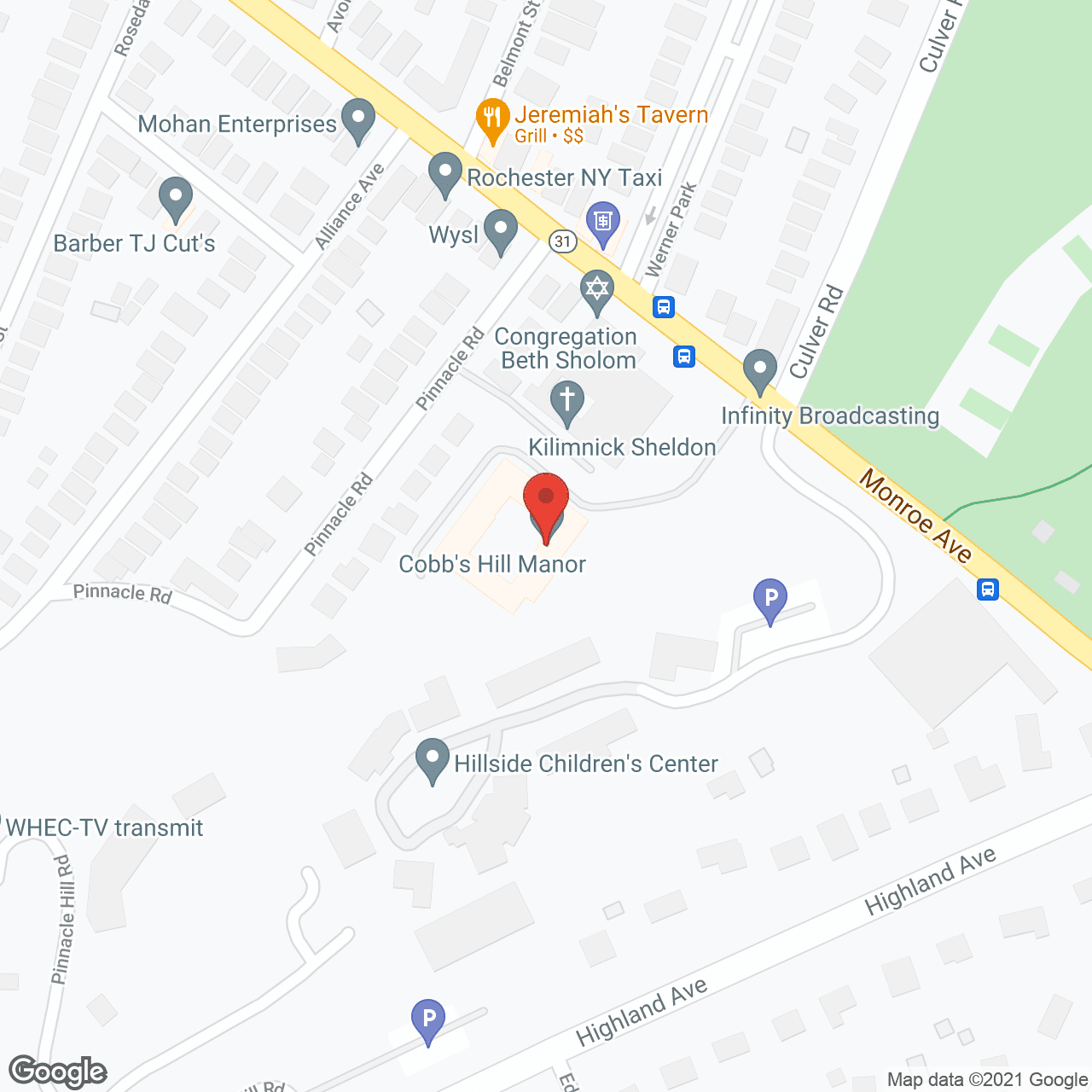 Map of the neighborhood around Cobbs Hill Manor