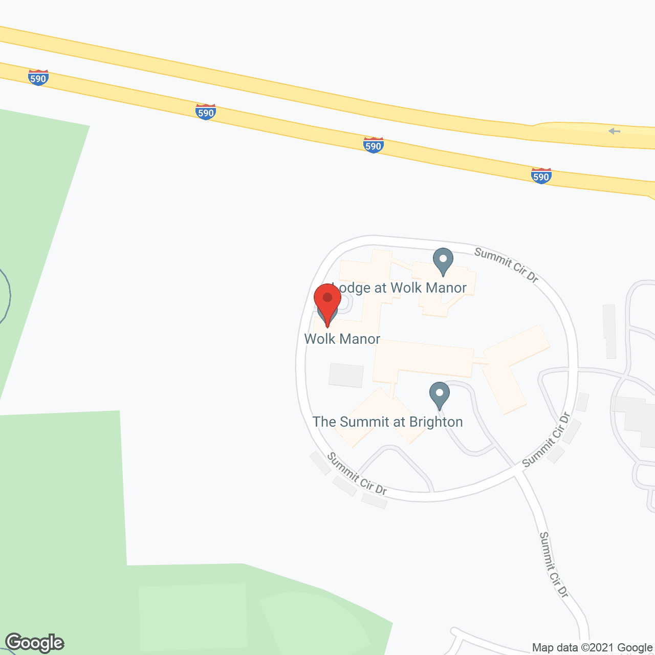 Map of the neighborhood around Wolk Manor