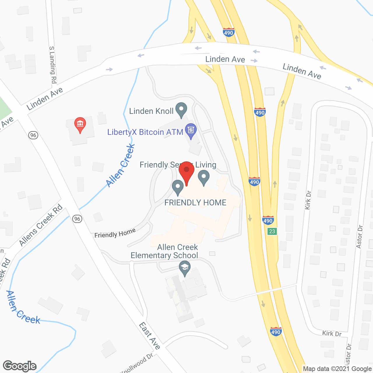 Map of the neighborhood around Linden Knoll