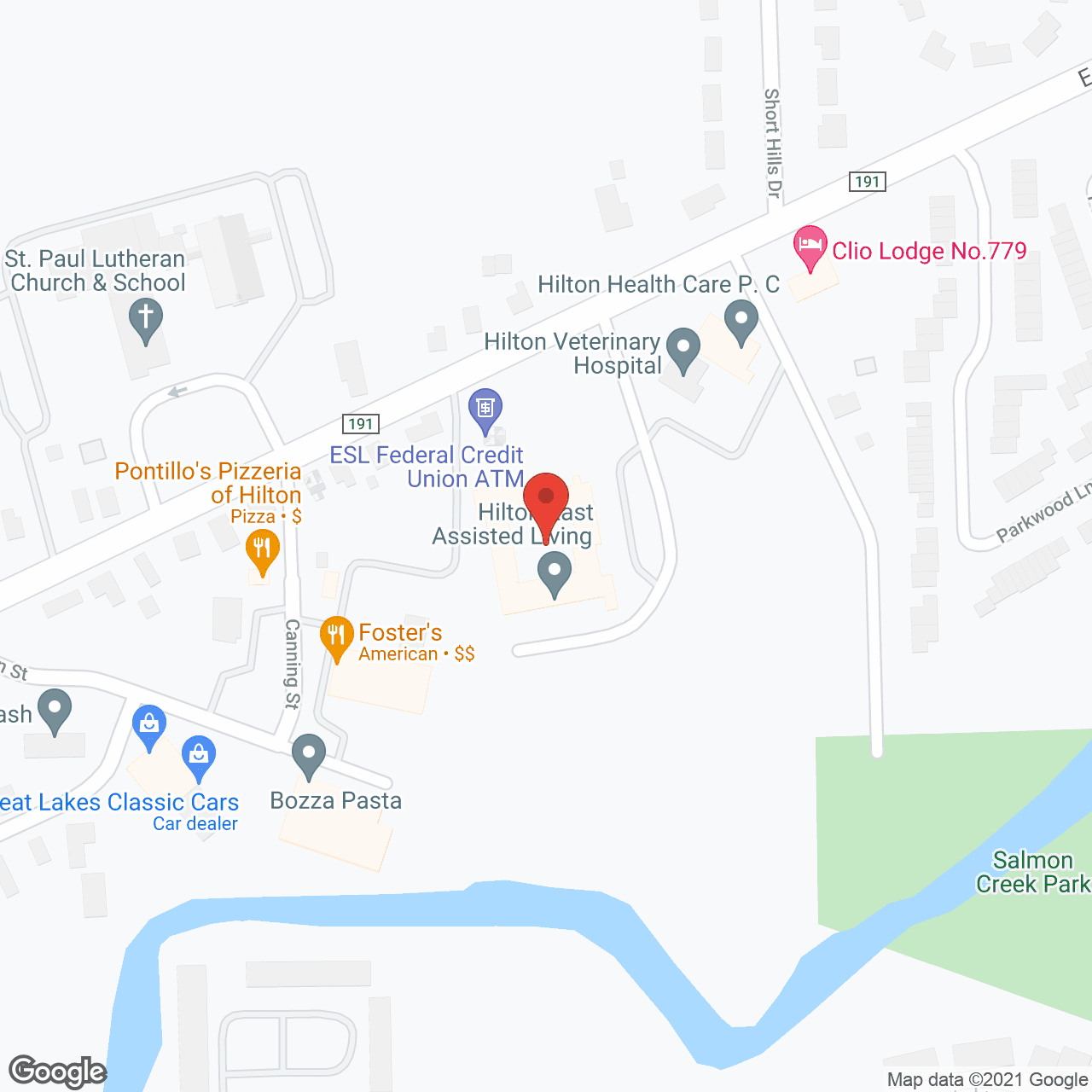 Map of the neighborhood around Hilton East Assisted Living