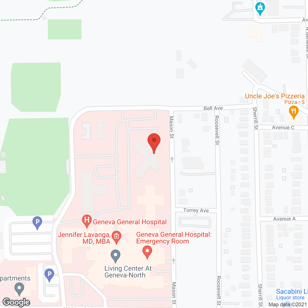 Map of the neighborhood around Living Center At Geneva-North