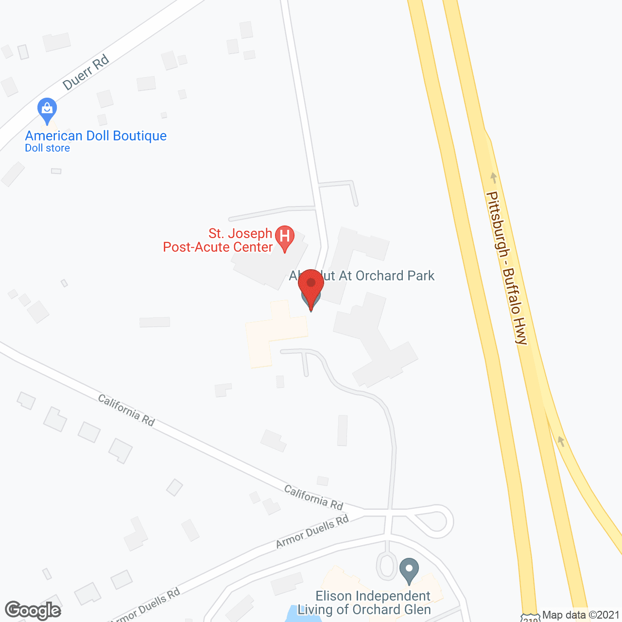 Map of the neighborhood around Absolut Care of Orchard Park