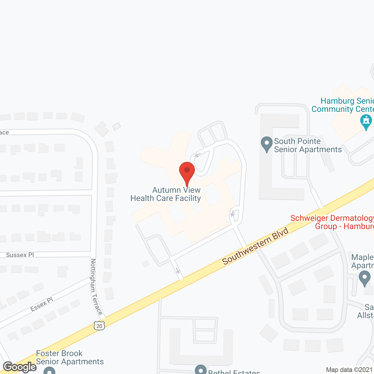 Map of the neighborhood around Autumn View Health Care Facility