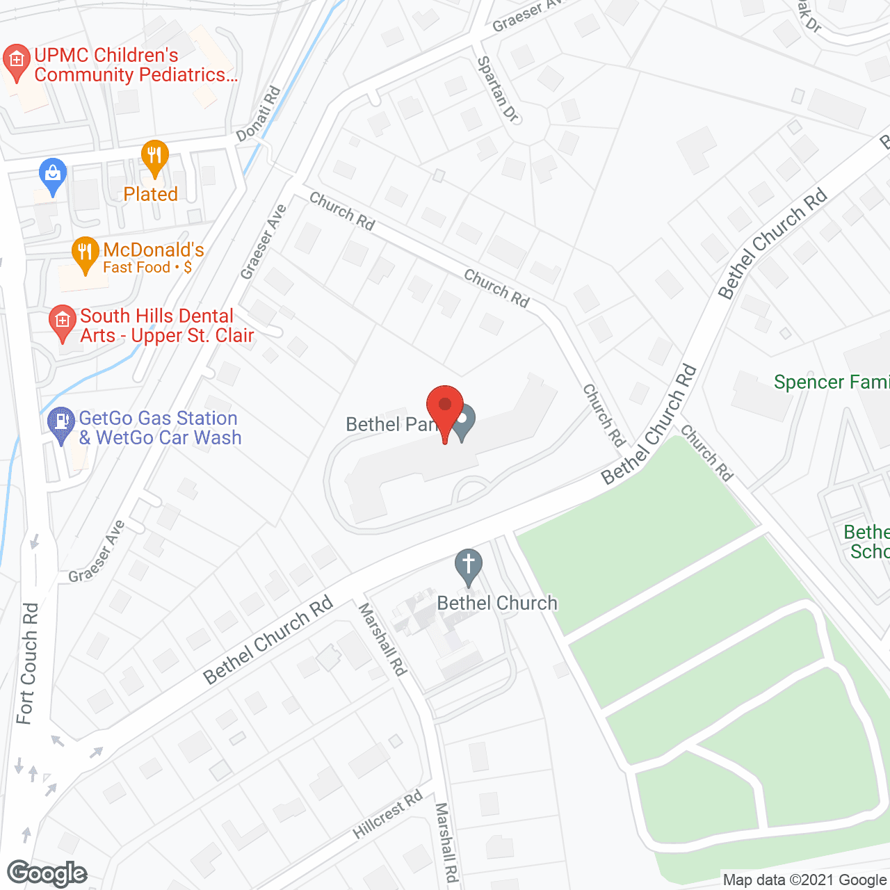 Map of the neighborhood around Bethel Park