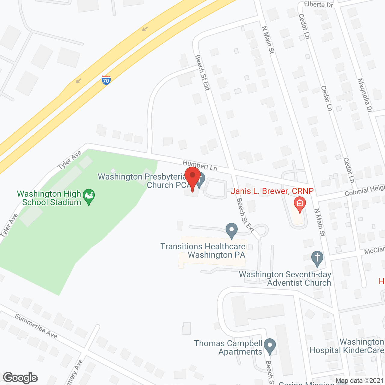 Map of the neighborhood around Transitions Healthcare Washington