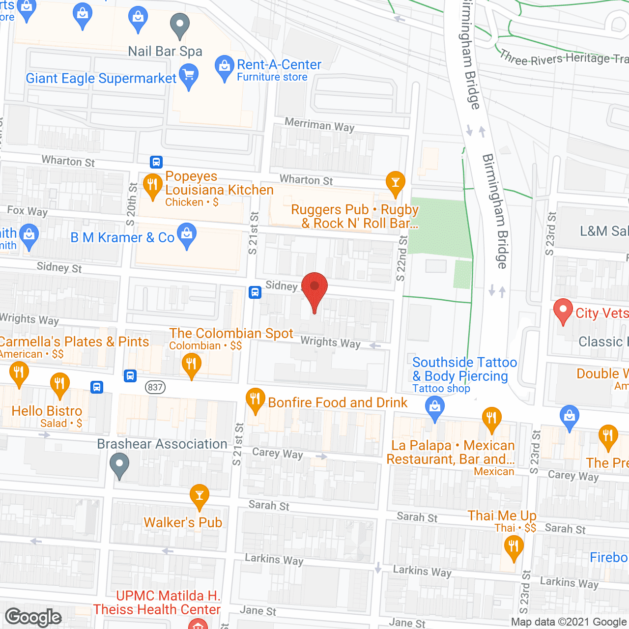 Map of the neighborhood around Sidney Square Convalescent Ctr