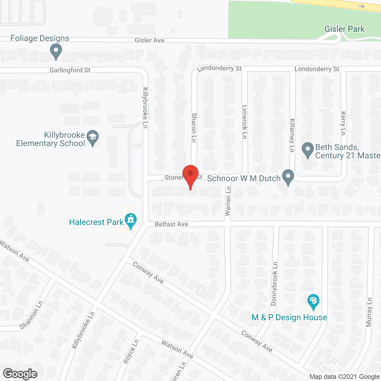 Map of the neighborhood around Holy Family Manor