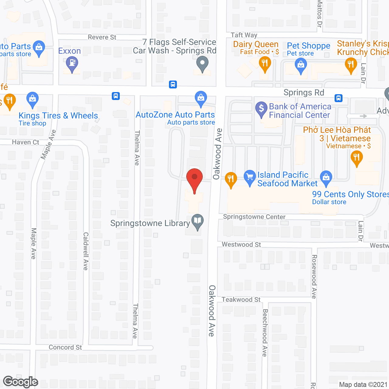 Map of the neighborhood around Oakwood Memory and Senior Care/IN NACM-