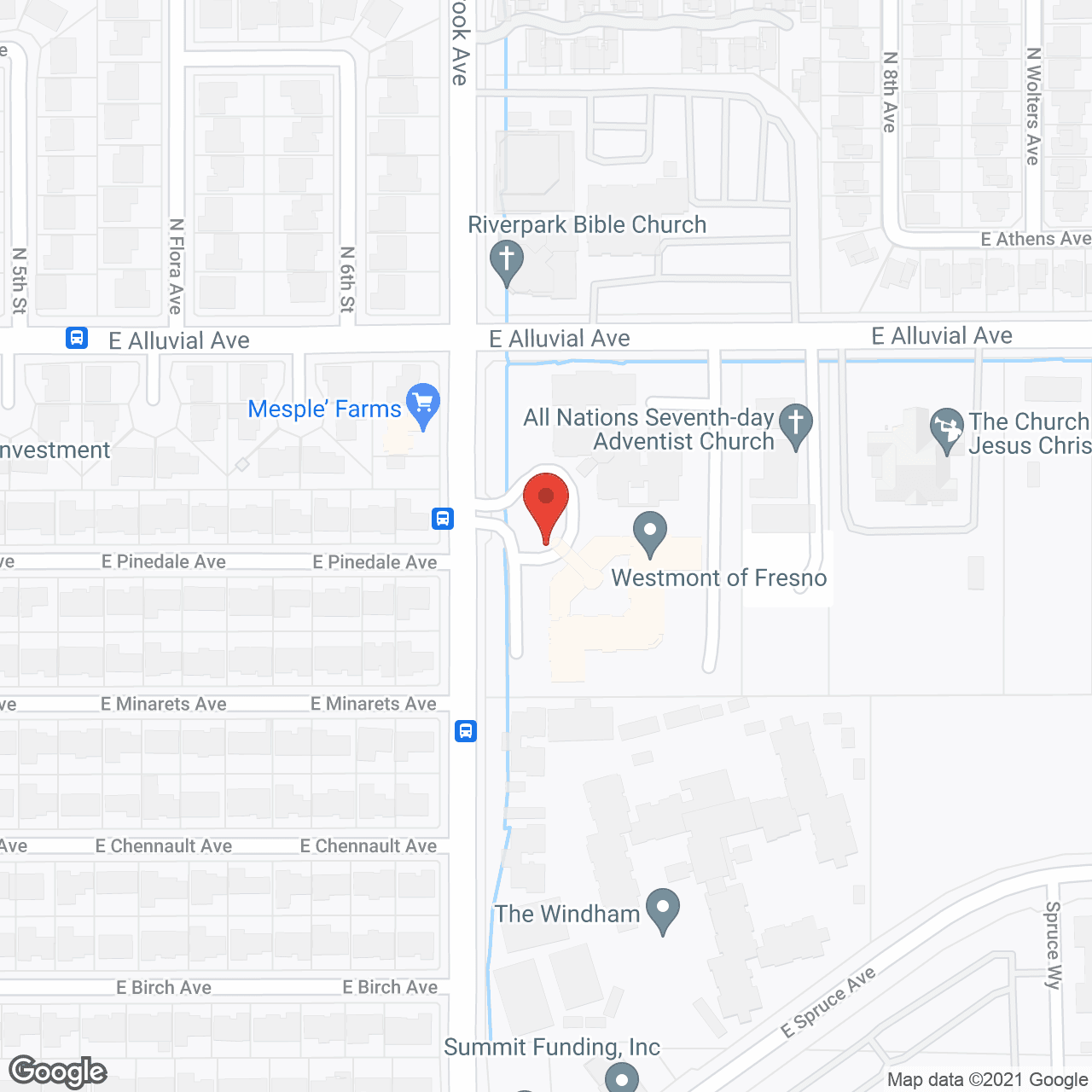 Map of the neighborhood around Westmont of Fresno