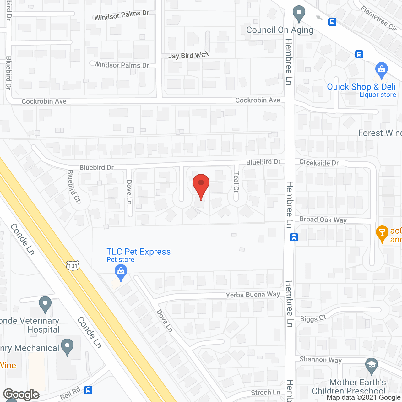 Map of the neighborhood around Redwood Vista