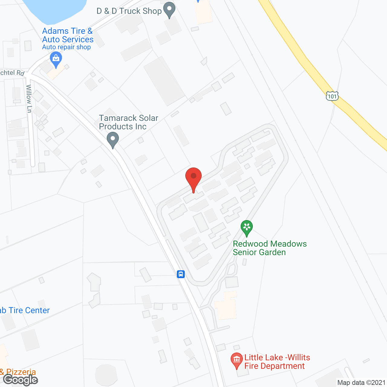 Map of the neighborhood around Redwood Meadows Senior Housing