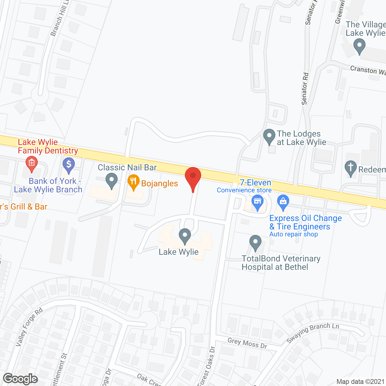 Map of the neighborhood around Lake Wylie