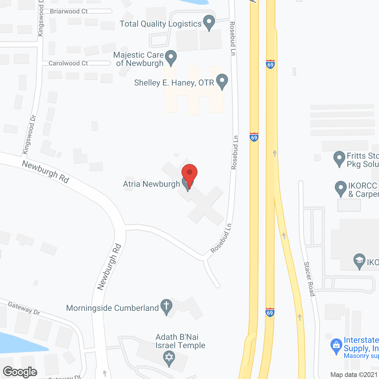 Map of the neighborhood around Celebration Villa of Newburgh