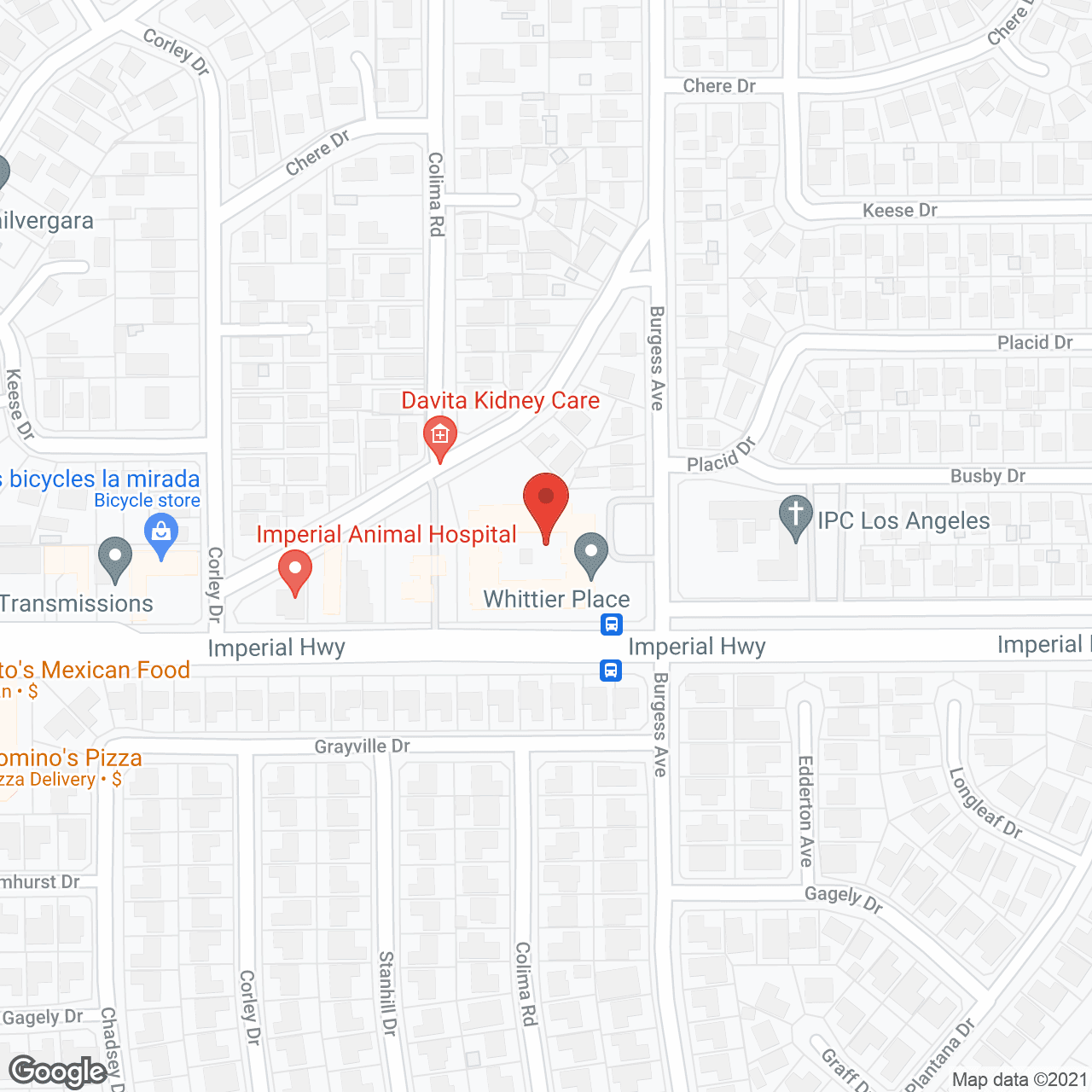 Map of the neighborhood around Whittier Place Senior Living