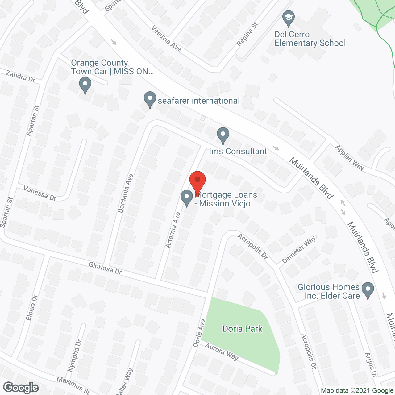Map of the neighborhood around Horizon Homes III