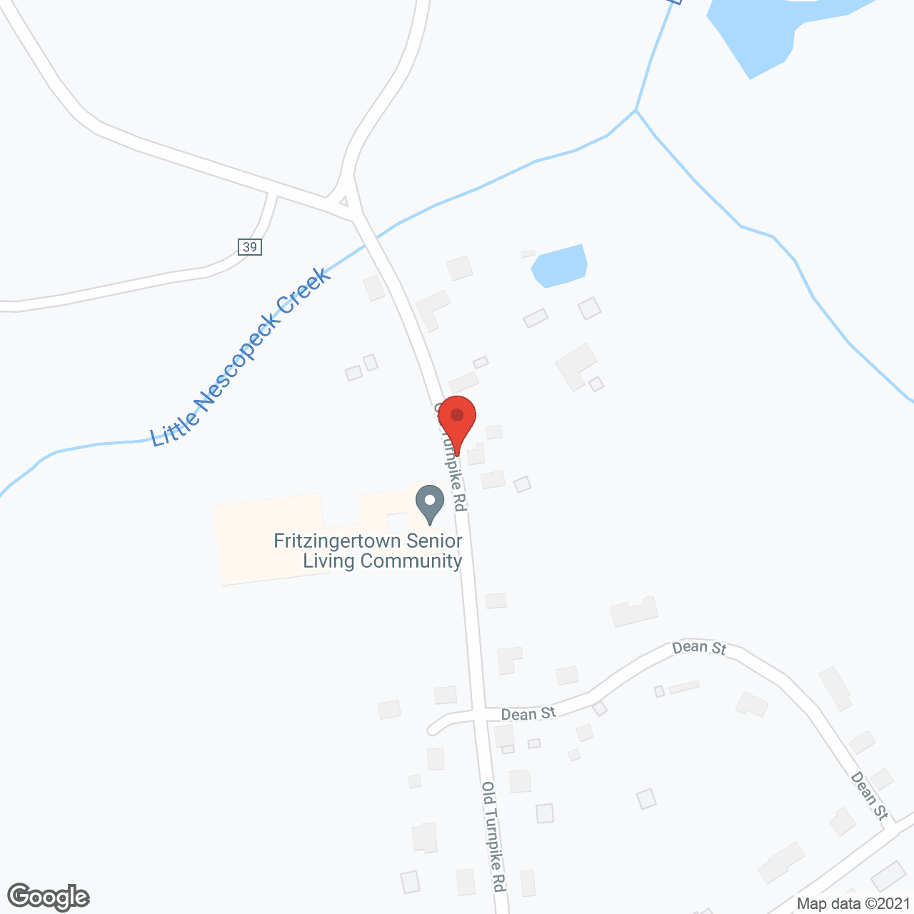 Map of the neighborhood around Fritzingertown Senior Living Center