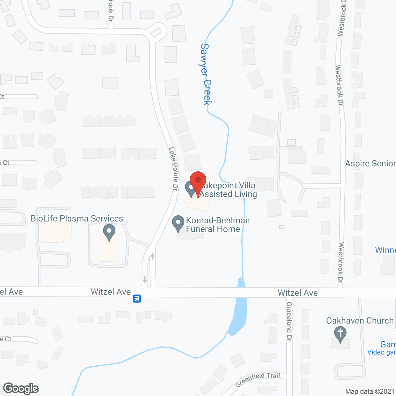 Map of the neighborhood around Lake Pointe Villa Assisted Living