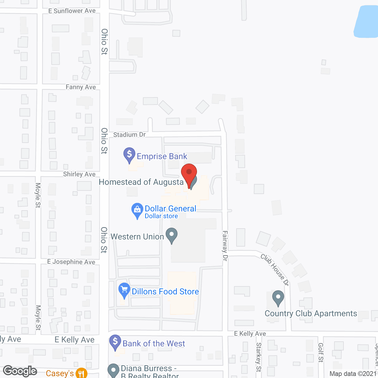 Map of the neighborhood around Homestead of Augusta