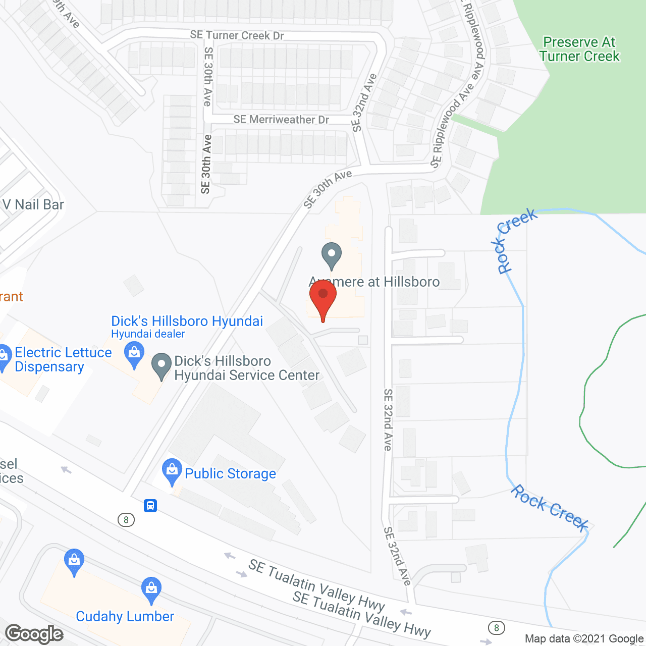 Map of the neighborhood around Avamere at Hillsboro