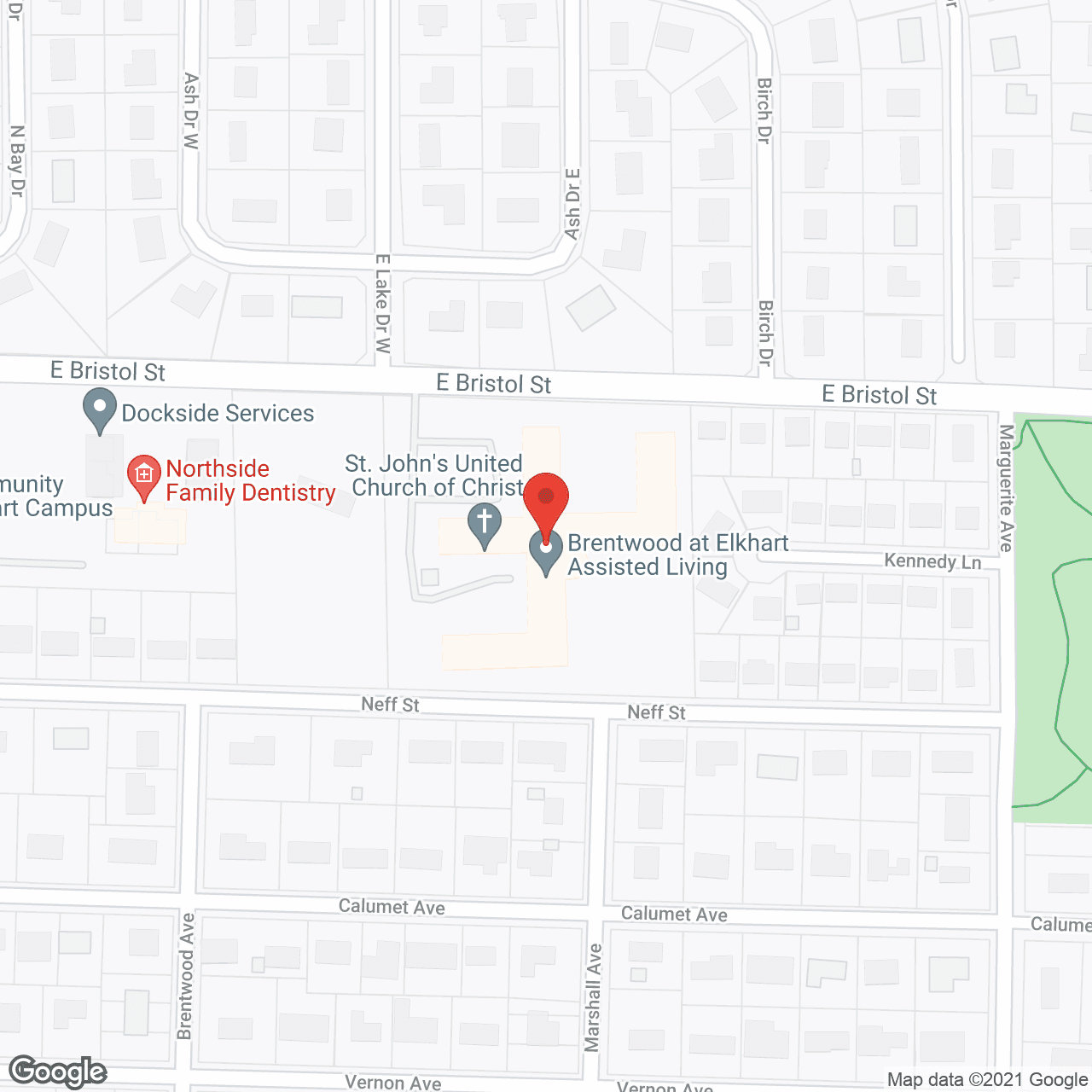 Map of the neighborhood around Brentwood at Elkhart Assisted Living