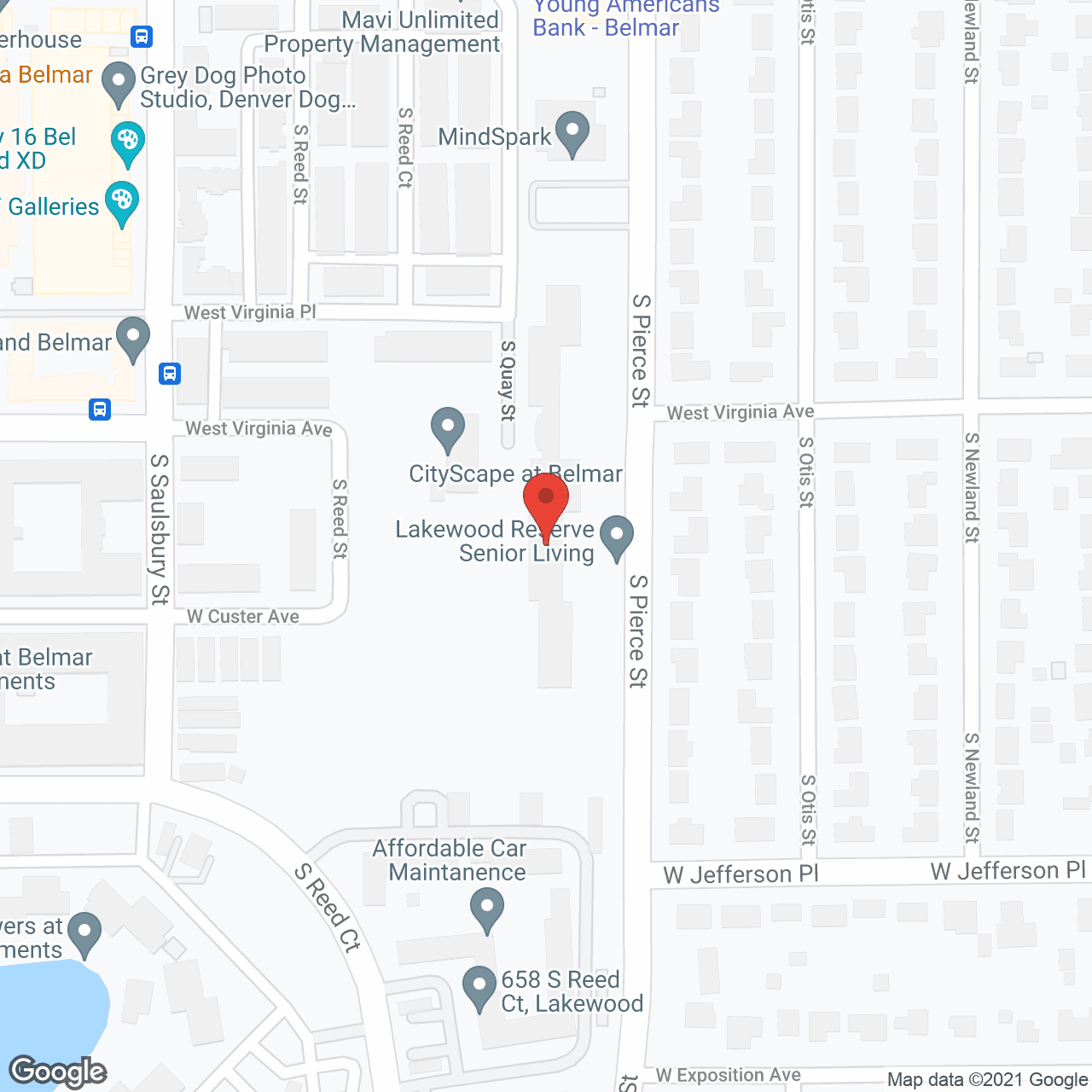 Map of the neighborhood around Inn at Lakewood