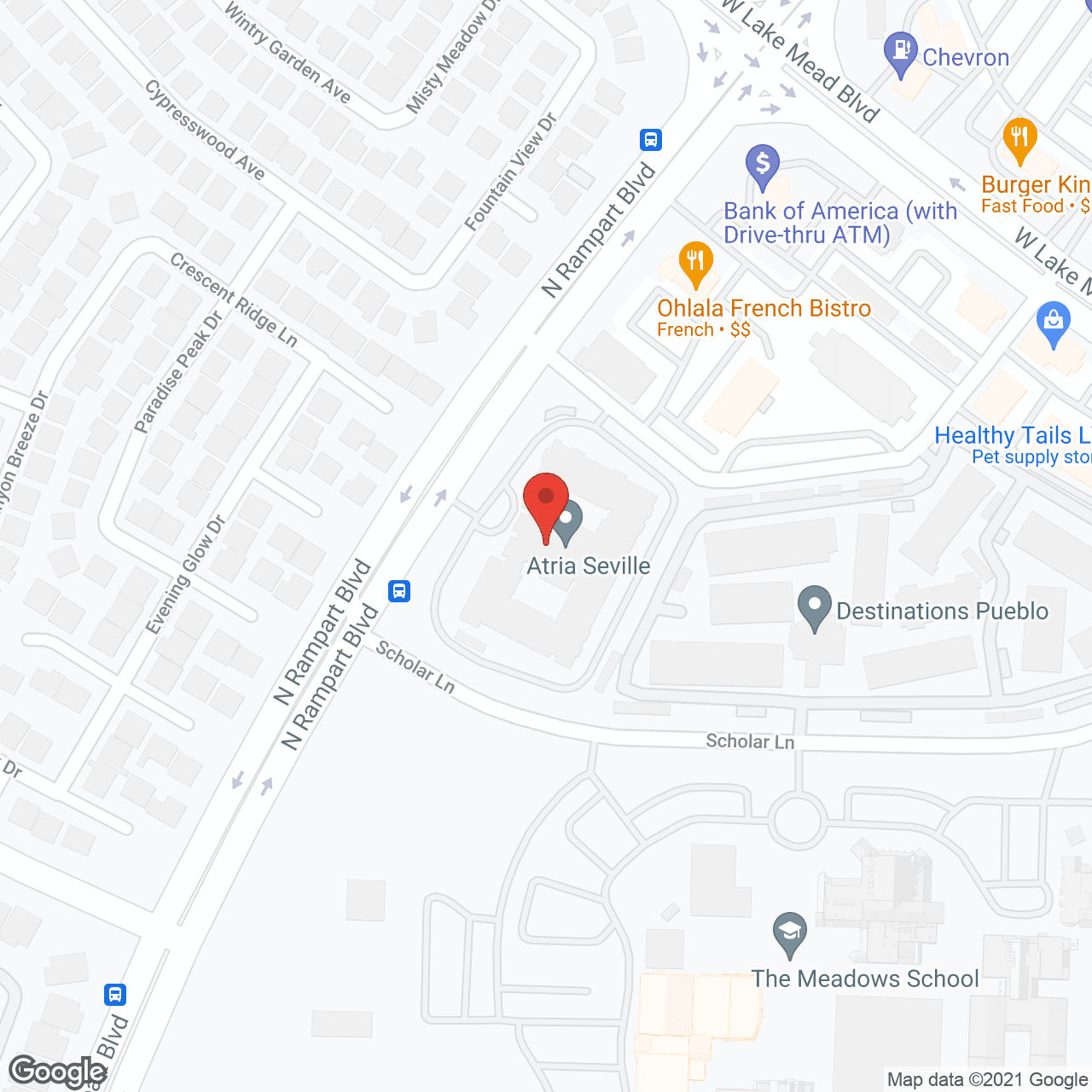Map of the neighborhood around Atria Seville