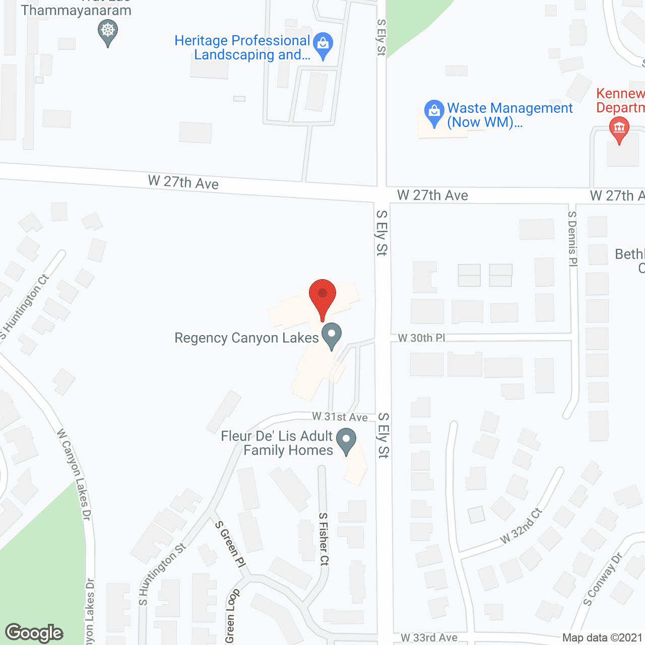Map of the neighborhood around Canyon Lakes Restortative