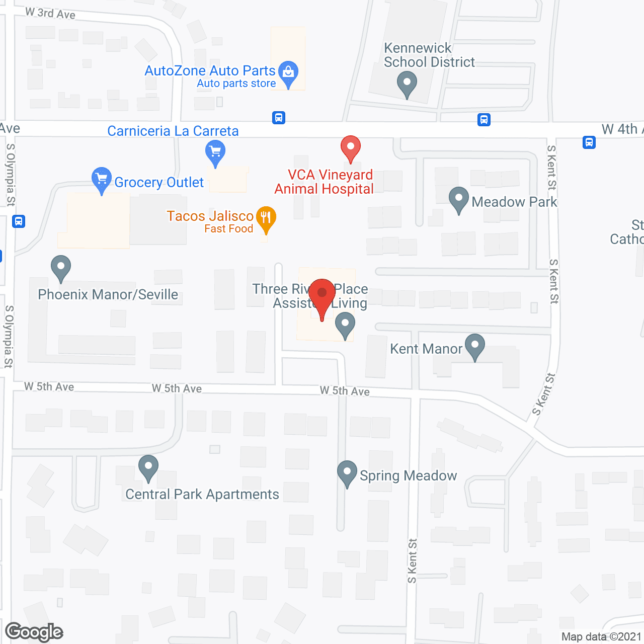 Map of the neighborhood around Three Rivers Place