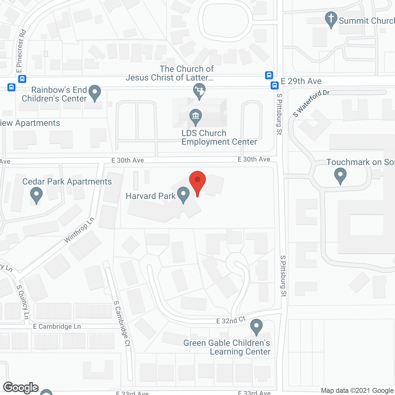 Map of the neighborhood around Holiday Harvard Park Retirement