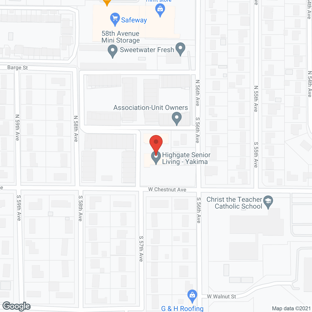 Map of the neighborhood around Highgate Senior Living