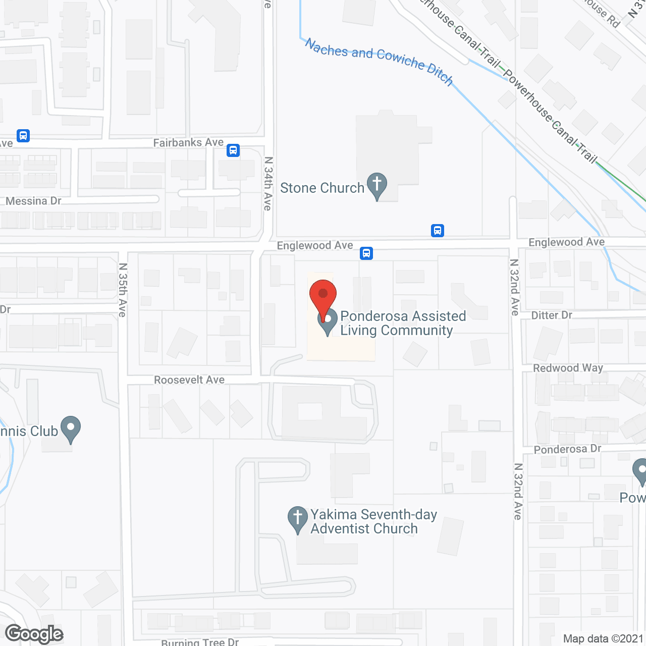 Map of the neighborhood around Ponderosa Retirement Center